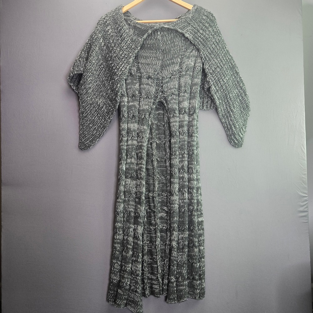 Unbranded Knit Midi Dress Bolero Layered Draped Sleeve Grey White OS Vintage
